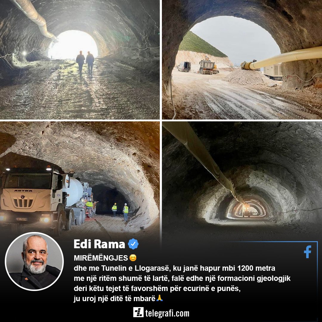 Telegrafisti's tweet photo. 🇦🇱 Hapen 1,200 metrat e parë të Tunelit të Llogarasë në jug të Shqipërisë 👏
#Telegrafi #Shqipëri #Llogara https://t.co/XW3zFzdQTs