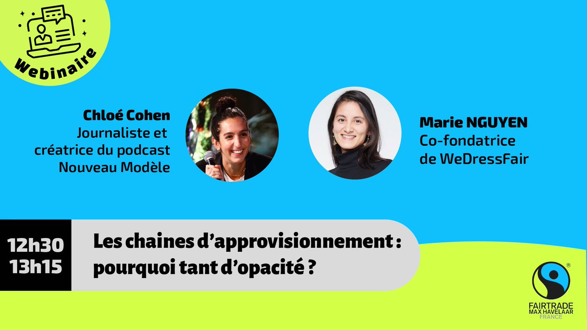 Max Havelaar France (@maxhavelaarfr) on Twitter photo Qu'entend-on par manque de transparence dans l'industrie textile ?
RDV le 19/04 à 12h30 pour le webinaire "Les chaines d'approvisionnement : pourquoi tant d'opacité ?"
<a href="/WeDressFair/">WeDressFair</a> @NouveauModele
#FashionRevolutionWeek
Inscription : maxhavelaarfrance.org/actualites/fas… Qu'entend-on par manque de transparence dans l'industrie textile ?
RDV le 19/04 à 12h30 pour le webinaire "Les chaines d'approvisionnement : pourquoi tant d'opacité ?"
<a href="/WeDressFair/">WeDressFair</a> @NouveauModele
#FashionRevolutionWeek
Inscription : maxhavelaarfrance.org/actualites/fas…