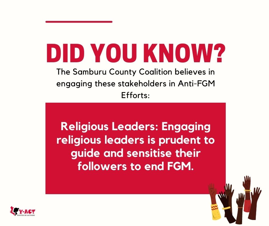 YACT_Africa's tweet image. Addressing harmful socio-cultural practices such as FGM requires concerted efforts by all stakeholders. Below, find some of the stakeholders our Samburu Coalition believes in engaging in their Ani-FGM efforts and why. #YouthinAction #VoicetoAction