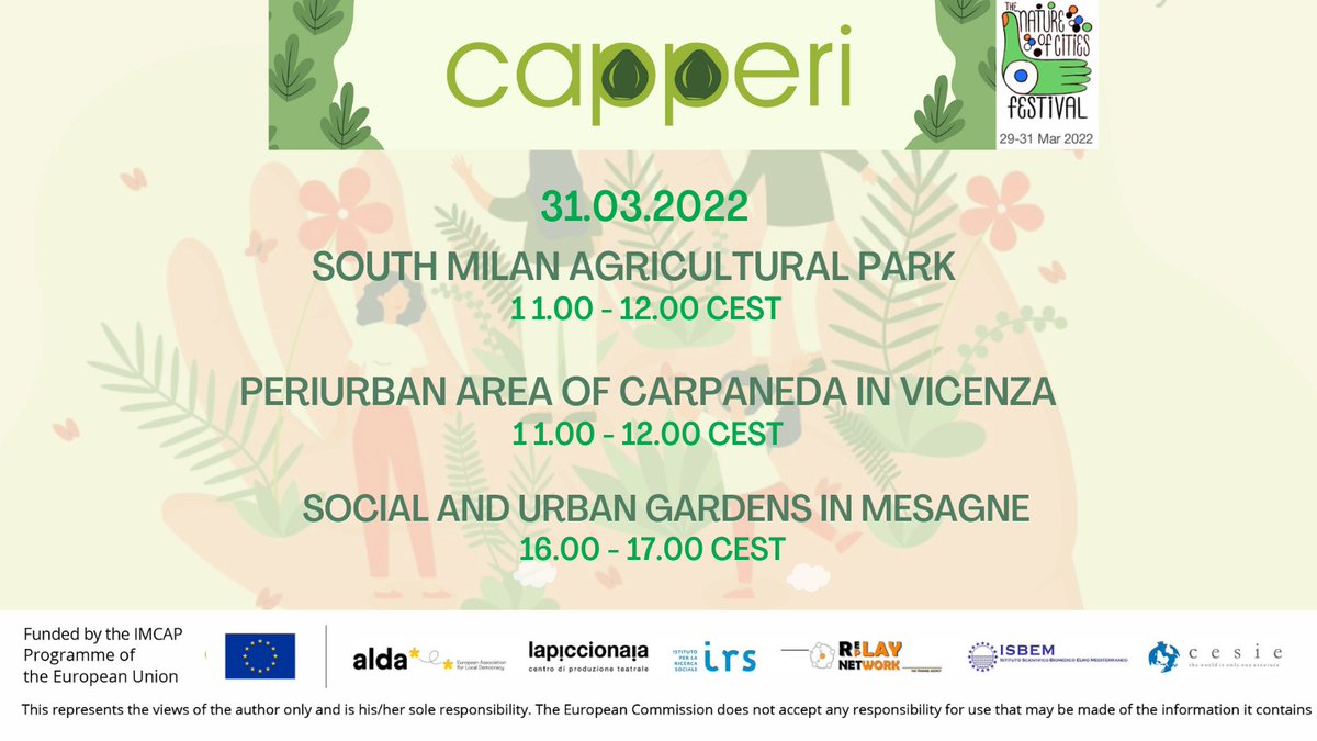 La programmazione di oggi di CAP-PERI Project al TNOC Festival. La registrazione è gratuita. Segui questo link
tnoc-festival.com/wp/registratio…… usando il codice WELCOME. 
#CAPPERIproject #PAC #agricoltura #IMCAP #GreenDeal #EUGreenDeal #EUFarm2Fork #FoodWasteEU 
<a href="/EUAgri/">EU Agriculture🌱</a>
