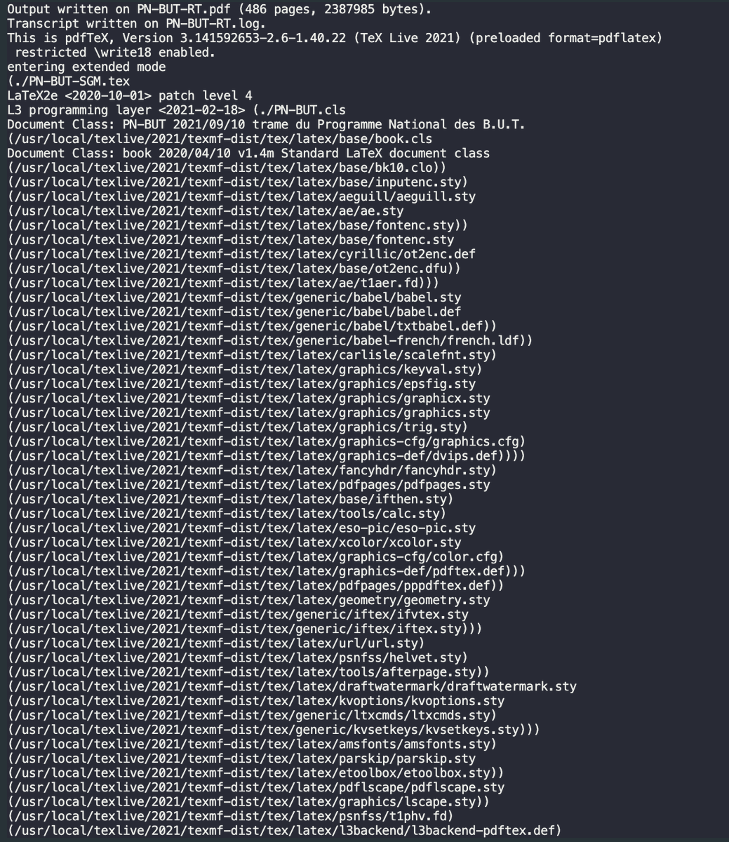DavidAnnebicque's tweet photo. Et on compile (3x. Environ 5 minutes par passage)... Combien de pages produites ? #OReBUT #Latex https://t.co/4x2TTo3kk0