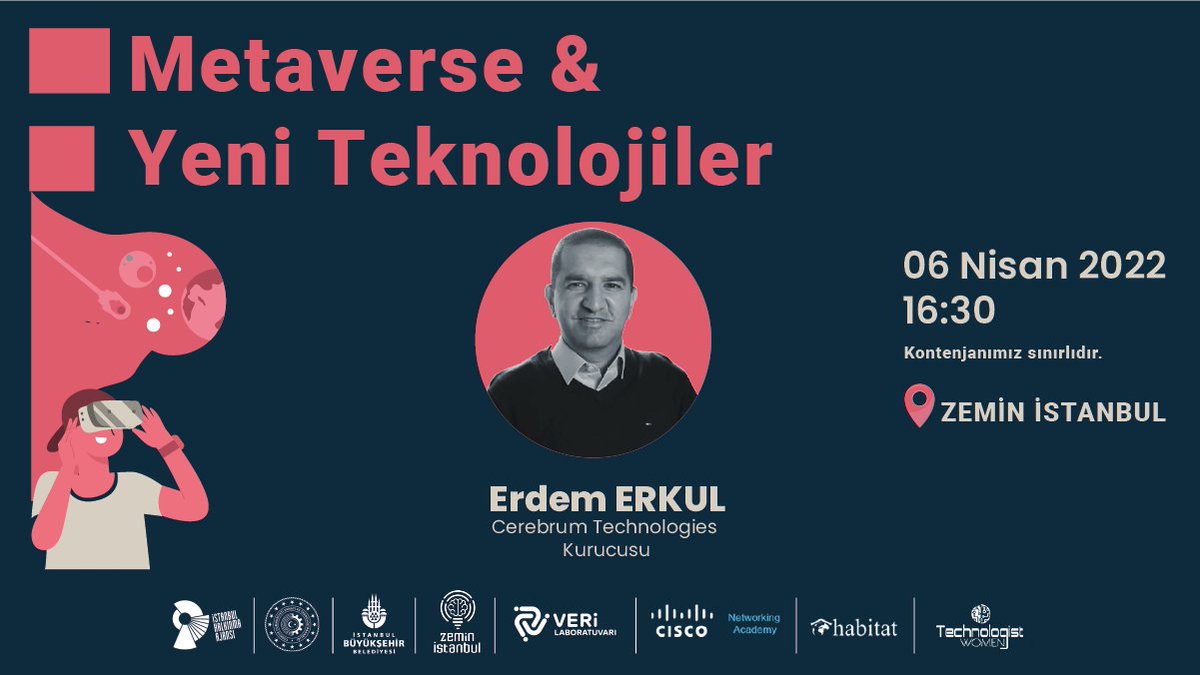 ibbtechistanbul's tweet photo. 📢Metaverse ve Yeni Teknolojileri konuşacağımız etkinliğimizde @cerebrum_tech kurucusu @ErdemErkul 6 Nisan 2022 tarihinde bizlerle olacak. Zemin İstanbul’da fiziki gerçekleştirilecek olan etkinliğimizin kontenjanı sınırlıdır. Kayıt👉
https://t.co/ZcfDRjUDGJ
Son Başvuru: 5 Nisan https://t.co/0JLYiP0Ym9
