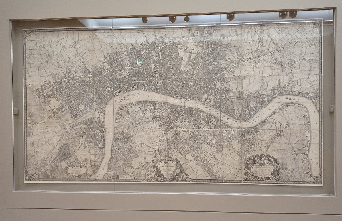 BL_CollCare's tweet image. Did you see the ‘Hogarth and Europe’ exhibition at @Tate Britain? This map, Survey of London by John Rocque in 1746, was specially mounted for display. Shelfmark: Maps * 3480.(293.) #ConservationForLoan #LondonMap