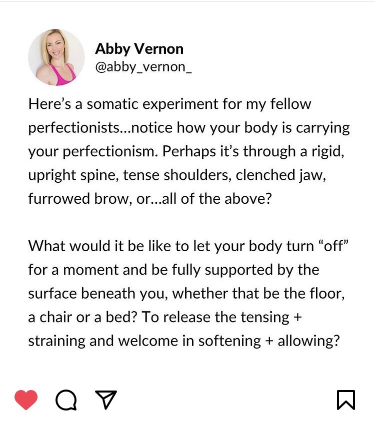 Great tip on starting to release perfectionism, posted by <a href="/Abby_Vernon_/">Abby Vernon</a>