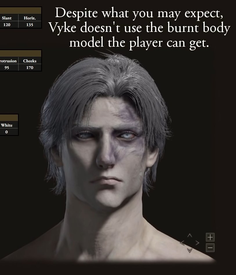 But wait, there's more!Vyke's armor has fingerprints dug into it.Thanks to  @ZullieTheWitch's datamining (3rd pic), we can see that no burns were inherited, much unlike us. All of his burns only afflicted the armor, but I do believe the flames left an impact.(40/58)