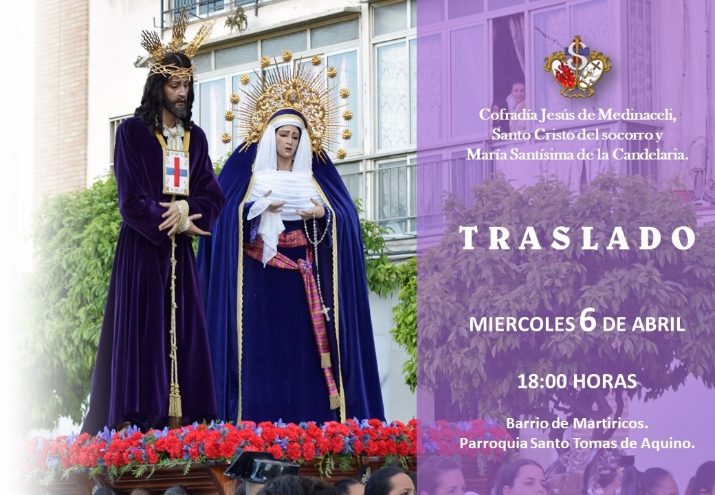 Medinaceli_Mlg's tweet photo. 🟣⚫️🔴#actualidad |
El próximo miércoles día 6 de abril, tendrá lugar el Traslado de nuestros Sagrados Titulares. El recorrido se efectuara por el barrio de Martiricos y La Roca.
🔔 TRASLADO
📅 6 DE ABRIL, MIERCOLES
🕕 A LAS 18:00 HORAS.
⛪️ SALIDA, PARROQUIA SANTO TOMAS DE AQUINO https://t.co/YGNWzC4W2i
