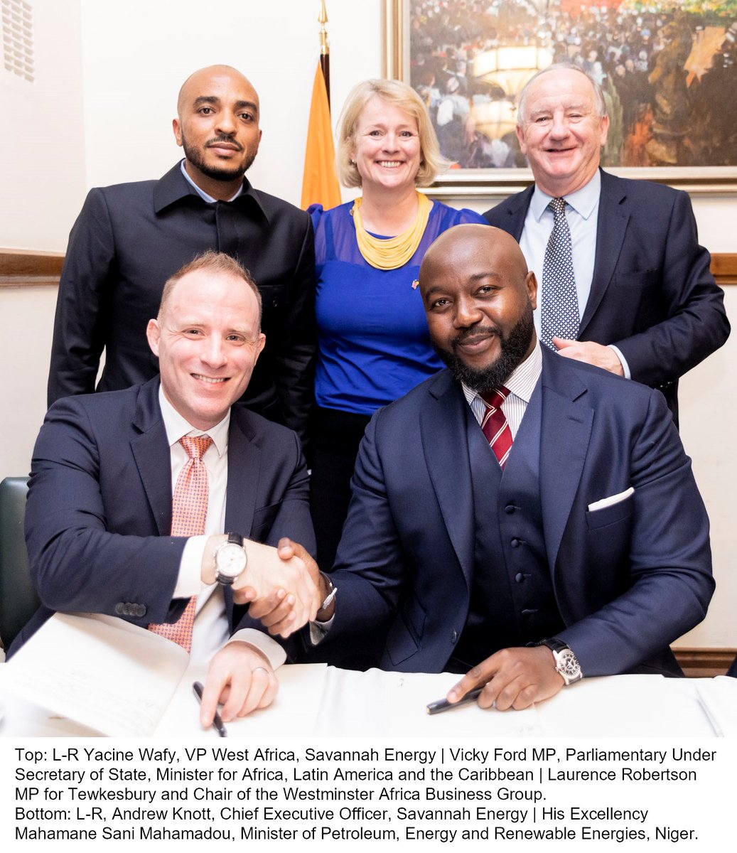 Savannah_Energy's tweet photo. #SAVE was delighted to sign the agreement for its inaugural #renewable #energy project with 
@SaniMhm in the presence of @vickyford and @lrobertsonTewks at the House of Commons, representing Niger’s 1t wind farm, with a proposed installed power generation capacity of up to 250mw. https://t.co/Wf0uMueuH3