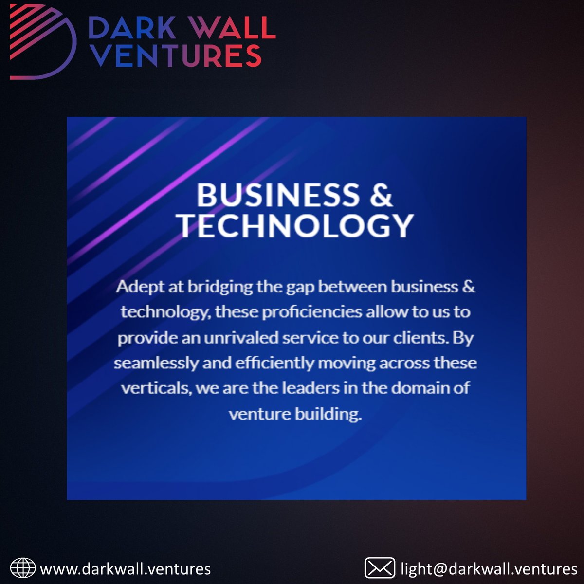 Leaders In Venture Building. Learn more on how we can assist you in optimising your business by visiting our website: darkwall.ventures #fintech #defi #fintechstartup #digitaltransformation #digitalbanking #payment #exchange #digitalpayments #DarkWallVentures #blockchain