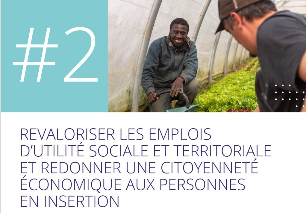 [📣 #Présidentielle - Revaloriser les emplois d'utilité sociale territoriale] 

#Proposition 2 : Revaloriser les salaires des personnes en insertion en permettant le cumul : aides et revenus et via une 🔼 des aides aux postes

👉🏽 Toutes nos propositions : ow.ly/wTHQ50Itzfr