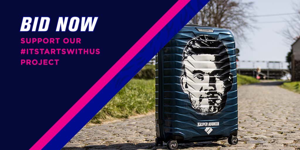 soudalquickstep's tweet photo. Are you also excited for Ronde van Vlaanderen? 😍

Ahead of the race, we auction this unique @MySamsonite suitcase featuring @k_asgreen’s portrait and signature.

Bid now and support the team’s reforestation project in France https://t.co/phhEJW5rSI 

#MySamsonite #ItStartsWithUs https://t.co/BOJhc1HN33