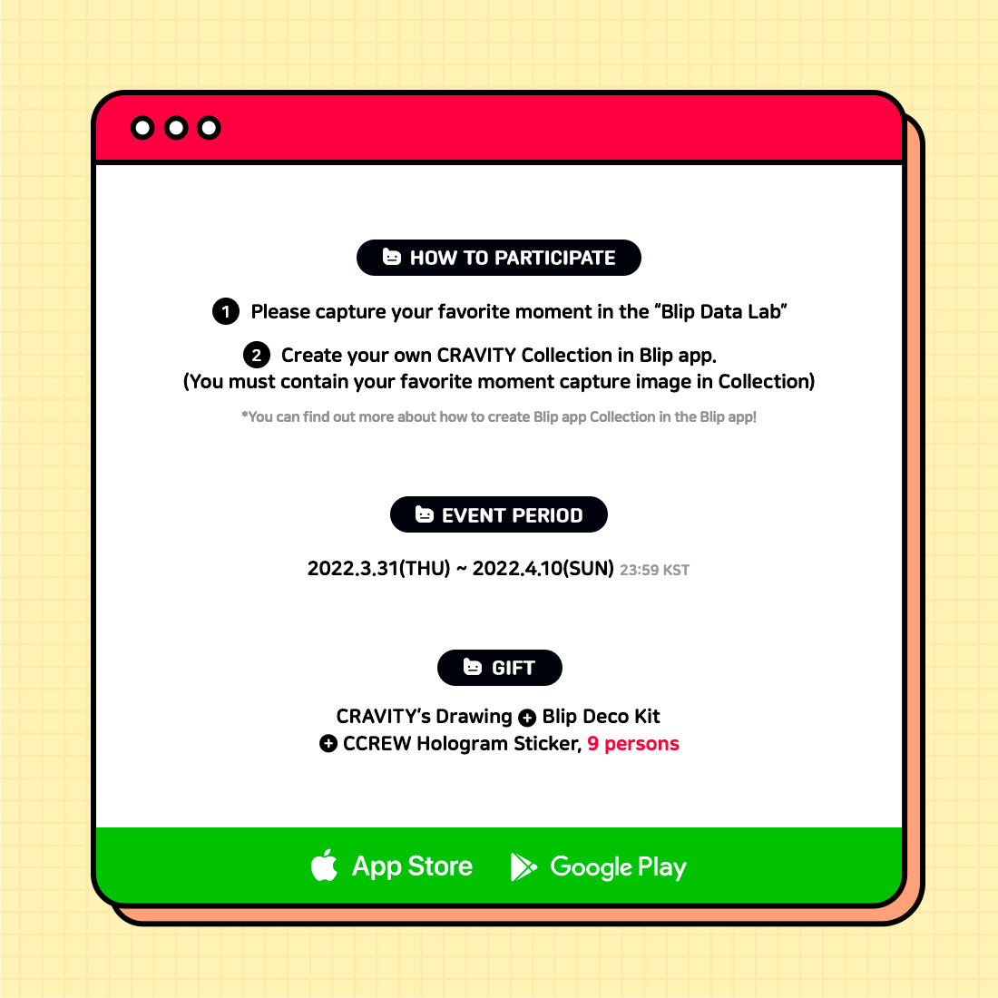blip_twt's tweet photo. 📢#blip #BlipDataLab #CRAVITY Ep.4 EVENT
Please check out Detailed Notice in #Blip app!
📱https://t.co/SIuxB4HkSu
#블립 #블립데이터연구소 #크래비티 https://t.co/fv7UAwsQzu