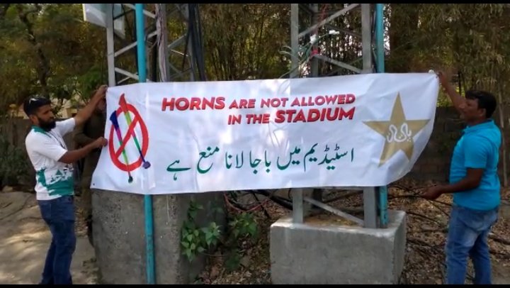 ArfaSays_'s tweet photo. PCB has banned vuvuzela (horns) inside cricket stadiums #PAKvAUS https://t.co/OJFm8EYp0q