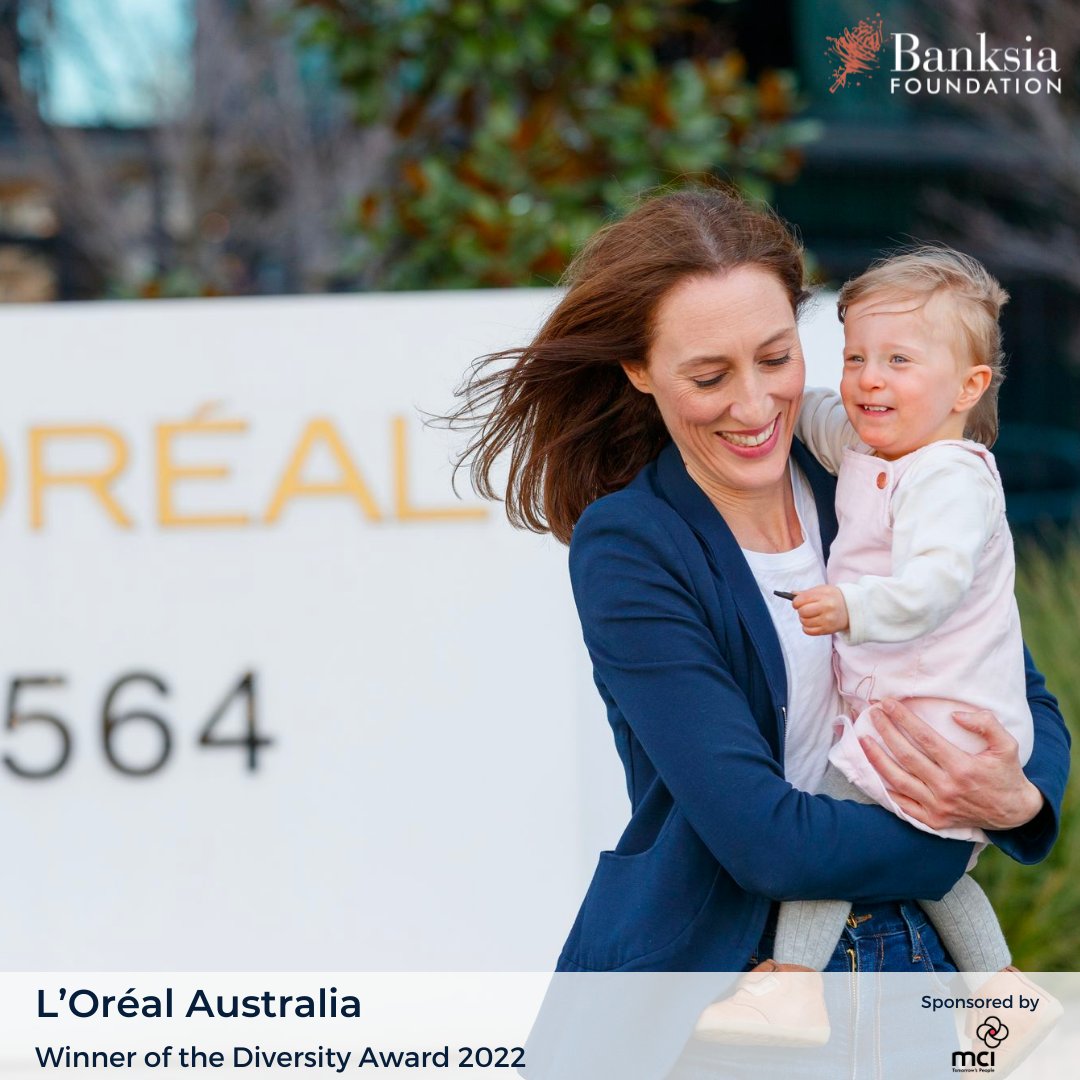 BanksiaFdn's tweet photo. @LOrealAustralia leads the way for gender equality in the workplace with flexibility, pay equity, parental leave and career pathways. Congratulations on winning the Diversity Award 2022, sponsored by MCI Institute
#BanksiaAwards https://t.co/w19GpUyE6a