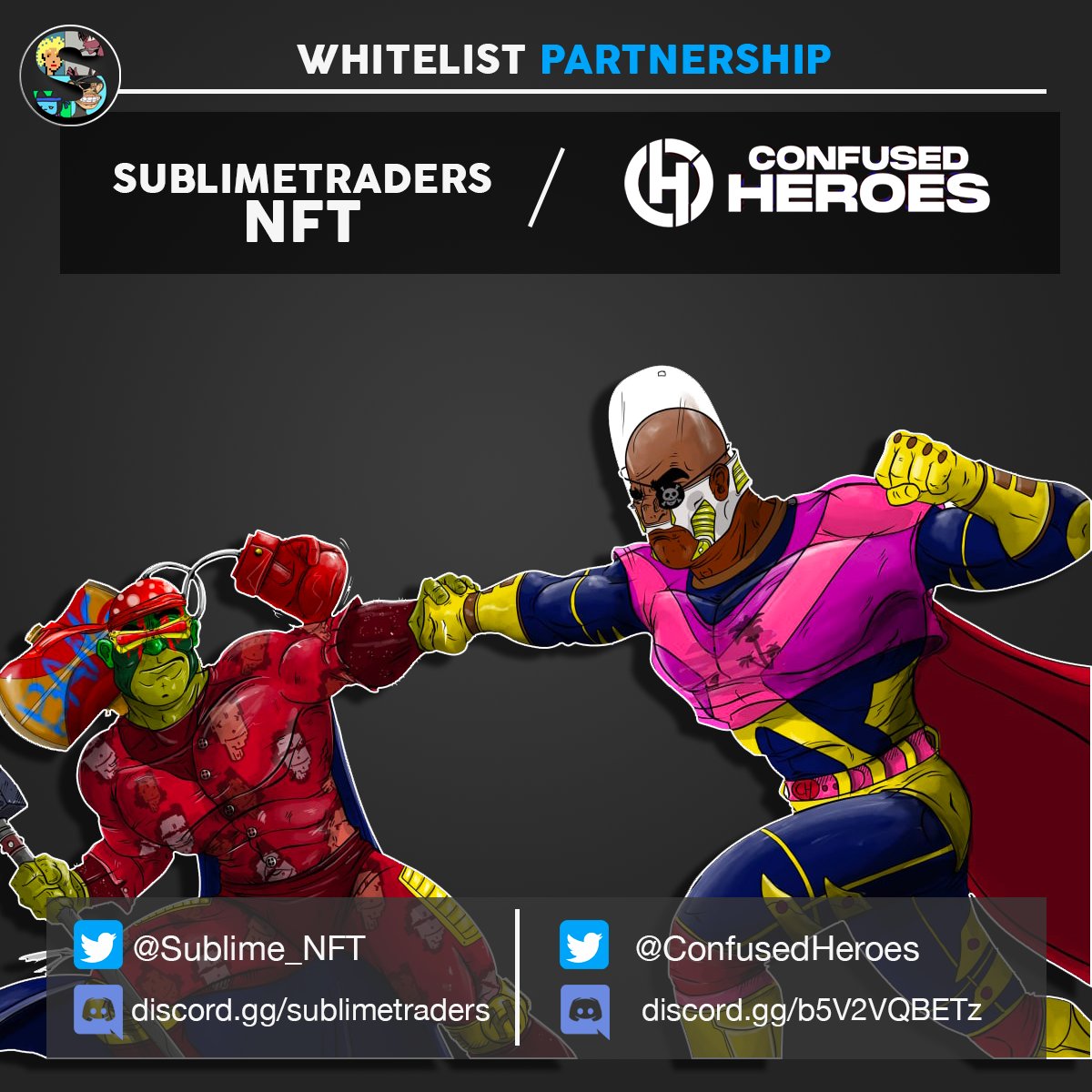 Sublime_NFT's tweet image. WL #Giveaway ! 🎁 
 
🏆 10X WL 

Must: 
1️⃣ Follow  @Sublime_NFT &amp;amp;  @ConfusedHeroes 
2️⃣ Like &amp;amp; RT 
3️⃣ Tag  Friends 

#NFTGiveaway #NFTWhitelist #NFT #NFTGiveaways