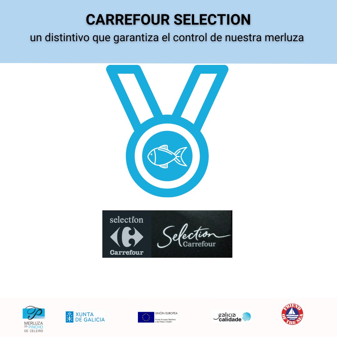 DeMerluza's tweet photo. ¿Sabías que tenemos la certificación "Carrefour Selection"?
Se trata de un distintivo para productos cuyo proceso ha sido controlado desde el origen hasta la venta.
#carrefourselection #merluzadelpinchodeceleiro https://t.co/CaY2SaI902