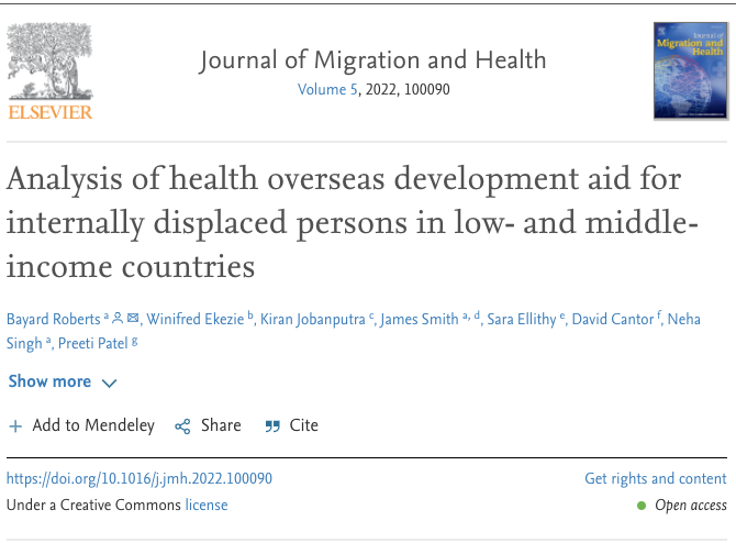 New paper alert 🚨 The first in-depth analysis of health aid for IDPs shows major funding gaps and inequity

Read it here ➡️ sciencedirect.com/science/articl…