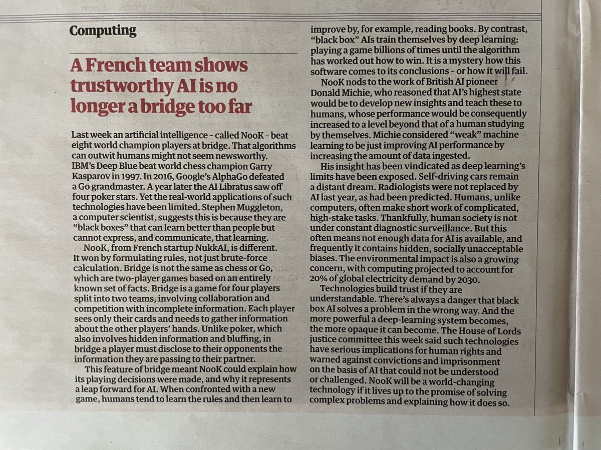 Wise words in today’s Guardian, &amp; nice to see Donald Michie’s pioneering work acknowledged