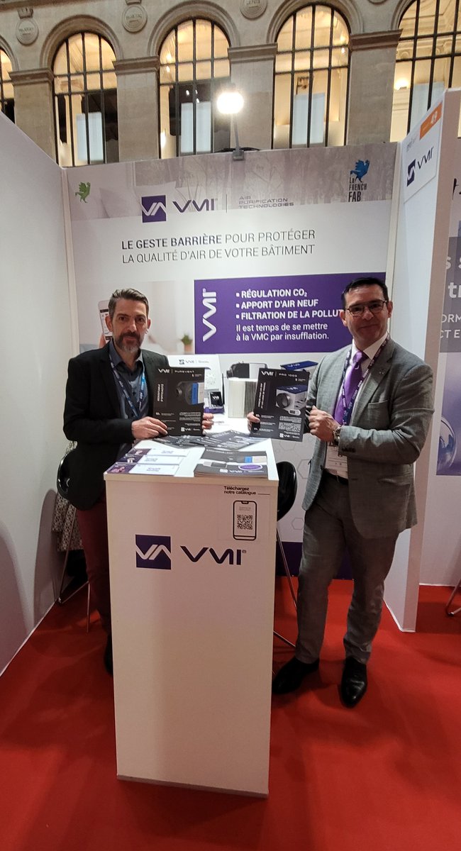 .<a href="/EnerJmeeting/">EnerJ-meeting</a>, c'est aujourd'hui ! Hâte de vous retrouver stand 49 au coeur du Palais Brongniart. Pour vos projets qualité de l'air dans le résidentiel ou le tertiaire, il est temps de passer à la VMC par insufflation ! #vmi #ventilation #qai <a href="/michelepotard/">Michèle POTARD</a> <a href="/Gilles_Dubosque/">Gilles Dubosque</a>