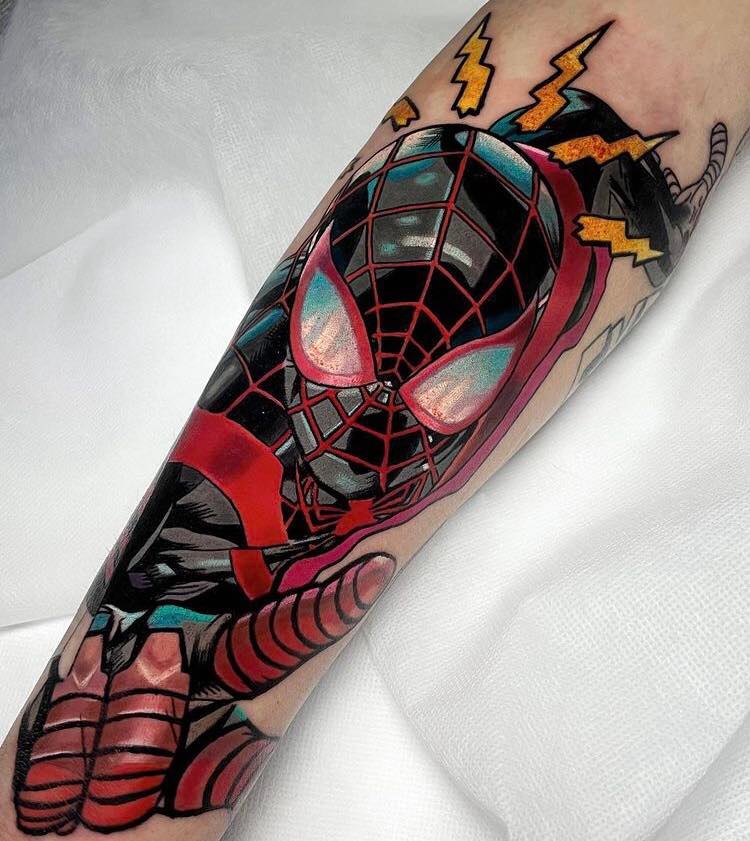 Dope #MilesMorales / #SpiderMan by Leanne Fate from North of Winter with #killerinktattoo supplies!

#killerink #tattoo #tattoos #bodyart #ink #tattooartist #tattooink #tattooart #spidermantattoo #marveltattoo