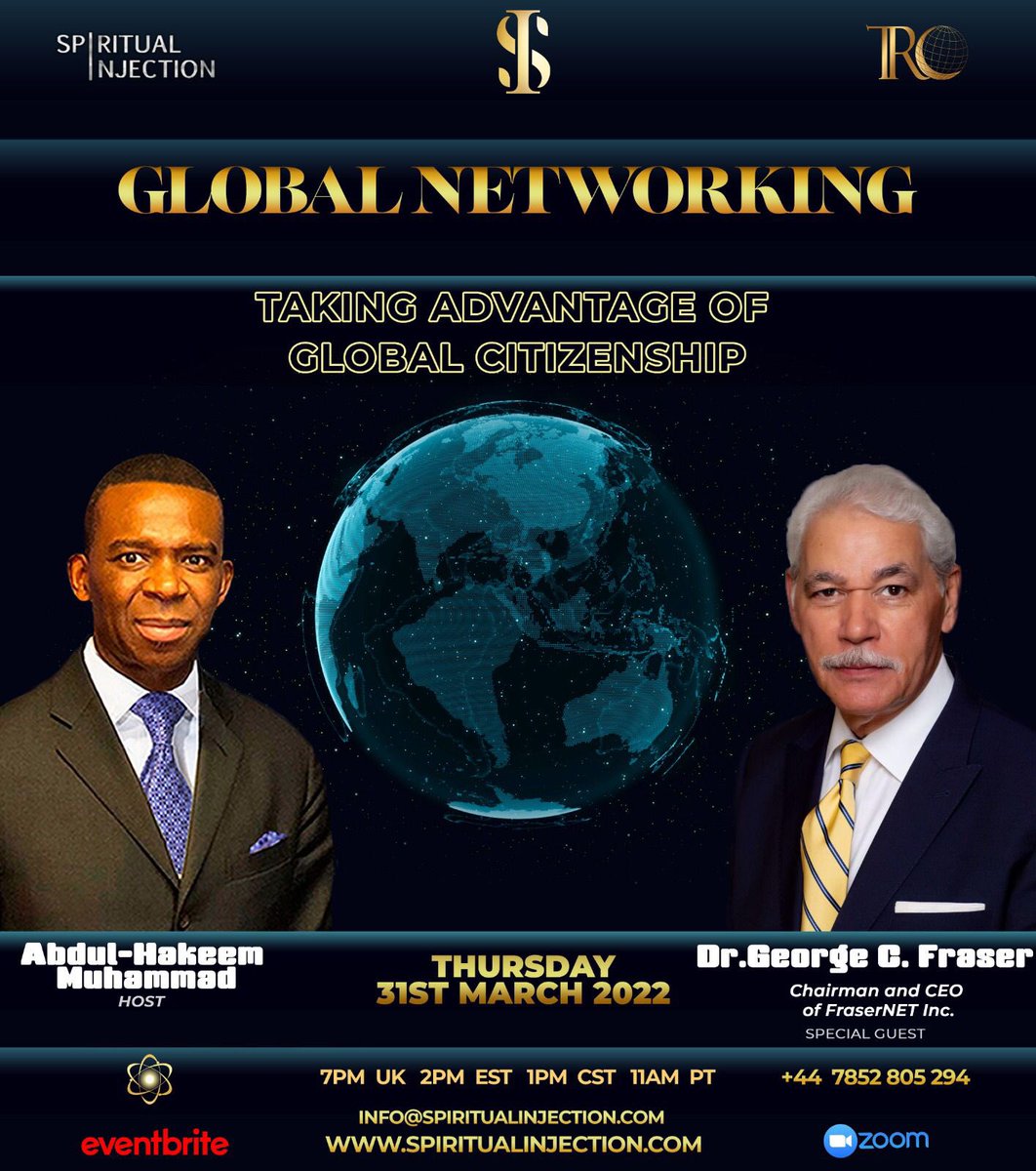 MinAbdulHakeem's tweet photo. Global Networking
Taking Advantage of global citizenship!
Thursday 31st of March 2022
Hosted by ; Abdul-Hakeem Muhammad (@minabdulhakeem)
Special guest : https://t.co/GOMXceV6y0 C Fraser
7PM (UK TIME)
https://t.co/1rSucMSgkC…
#NOIEUROPE
#TRC
#SPIRITUALINJECTION https://t.co/IEJHulLhbh