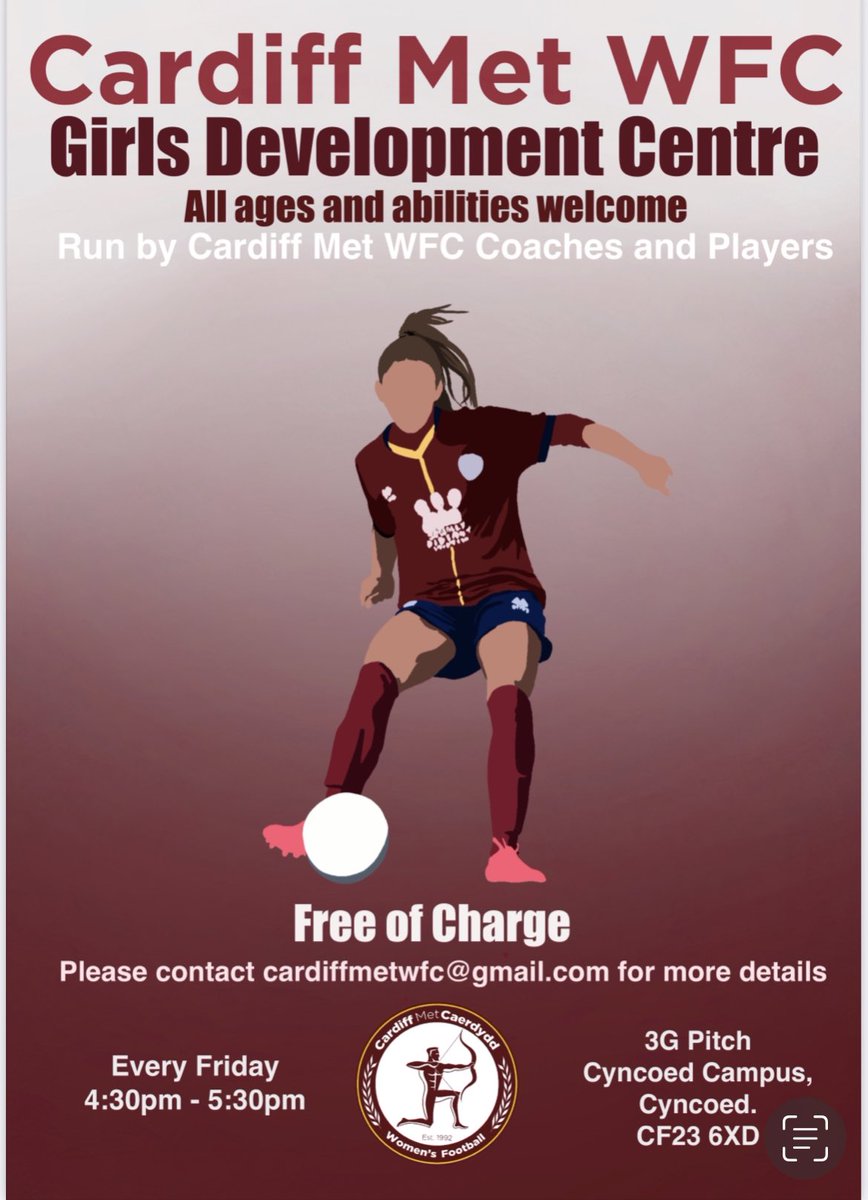 Cardiff Met WFC Girls Development Centre is still accepting new players…get in touch for more information 🏹 #miniarchers