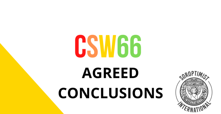 SoroptiTweet's tweet photo. Following many hours of discussion and negotiation, the Commission on the Status of Women in its 66th session #CSW66 adopted by consensus the Agreed Conclusions on the priority theme. Pat Black reports.
👉 https://t.co/f3rDx8bhpM
#SIblog #SIadvocates #SIMakingChange https://t.co/a0DuTrxtIU