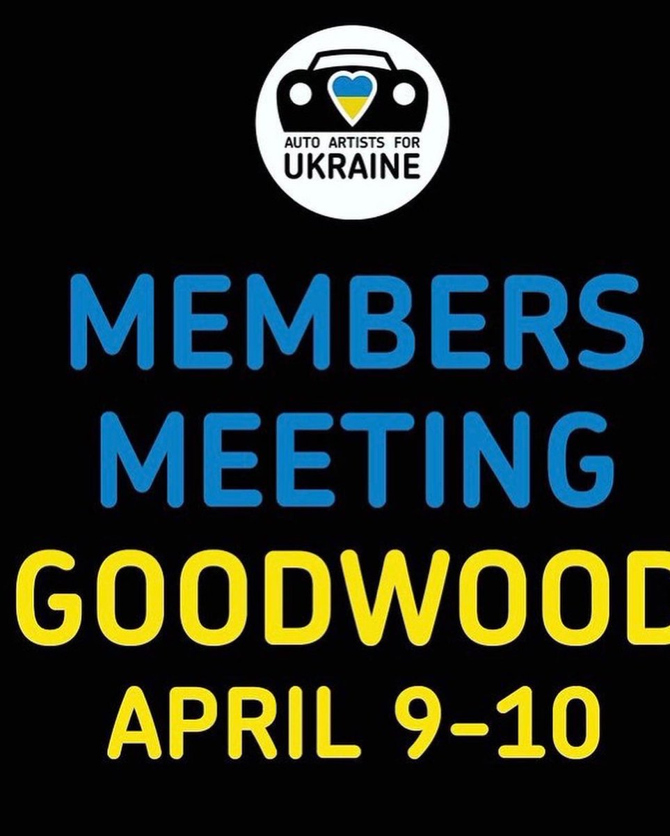 NEWS... We are selling art at GOODWOOD Members Meeting April 9-10.  

Thank you to the generousity of everyone at <a href="/goodwoodrrc/">Goodwood Road & Racing</a> and <a href="/ChzGddrd/">Charles Goddard</a> 
We will be showing lots of works LIVE for sale where 100% will be going to the Ukraine Crisis Appeal.
All 90+ artists will be showcased