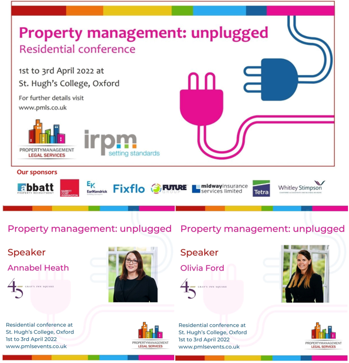 45GRAYSINNSQ's tweet photo. Olivia Jane Ford and Annabel Heath will be speaking at this year's Oxford Weekender, hosted by The Institute of Residential Property Management (IRPM) and Property Management Legal Services Limited

#housinglaw #propertylaw #propertymanagement #residentialproperty https://t.co/SL78wzmfFC