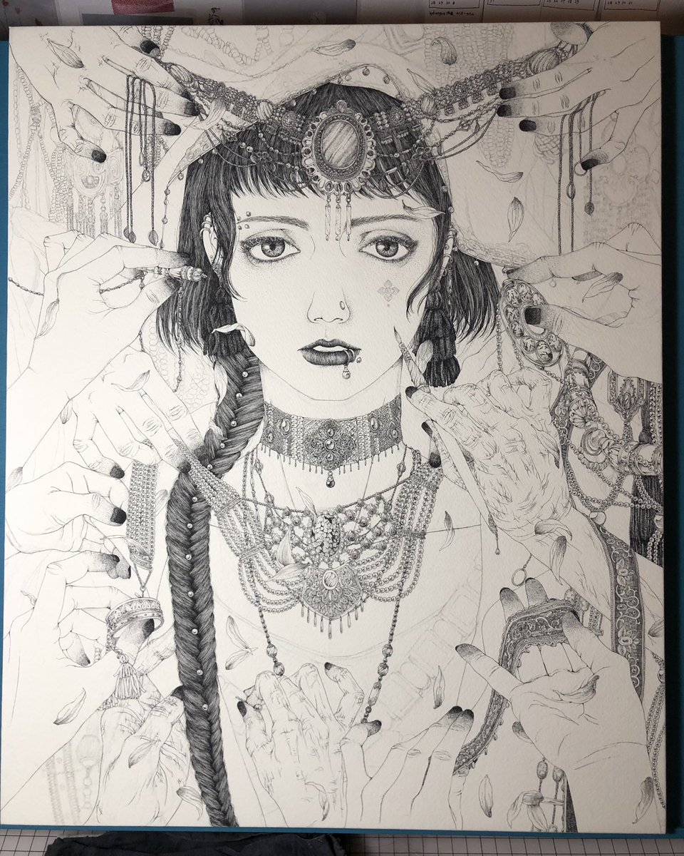 今日はこれにて。1周目の終わりが見えてきた!
#ペン画 #丸ペン #絵 #制作過程 #art #illustration #drawing #wip