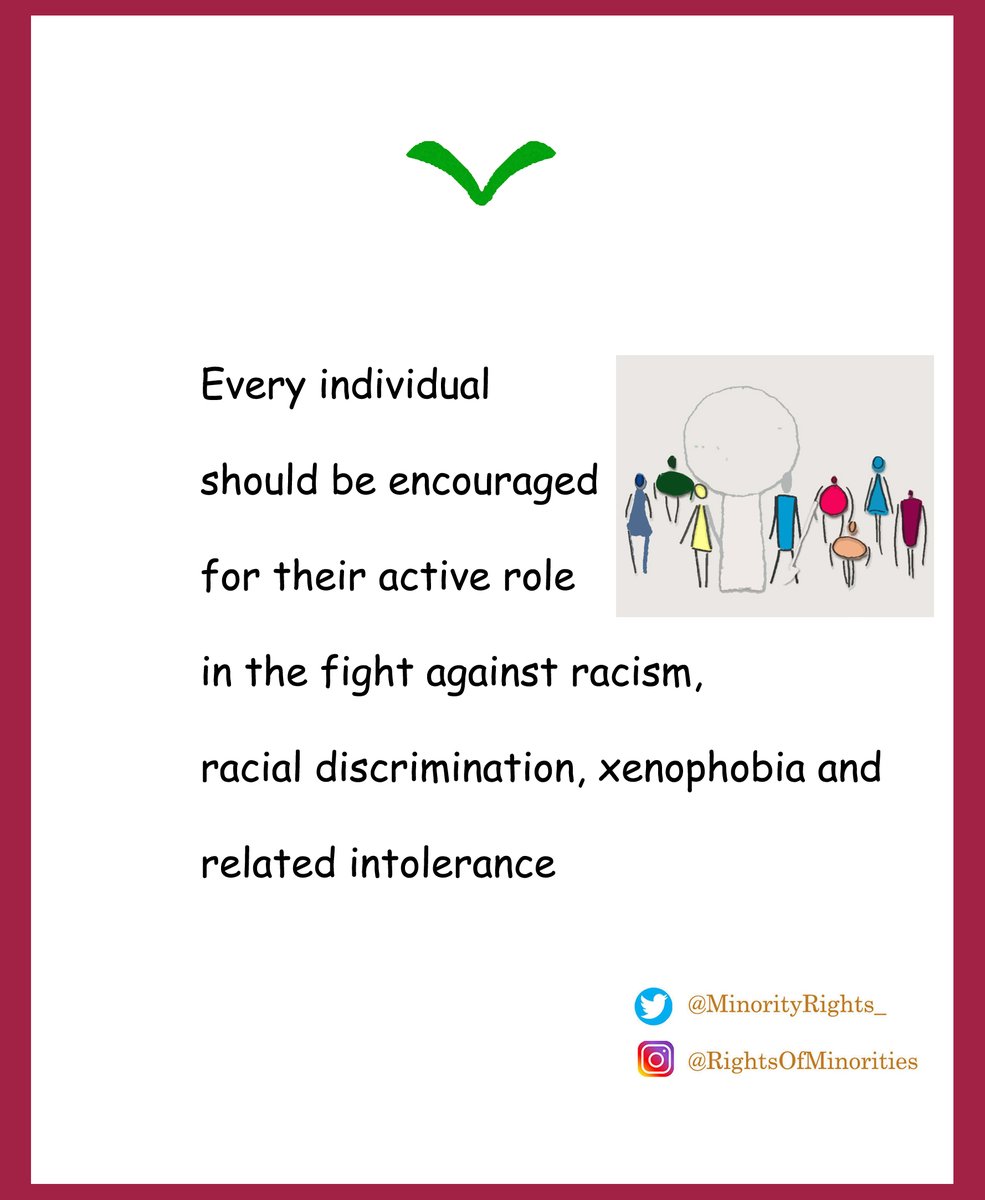 MinorityRights_'s tweet photo. Every individual should be encouraged for their active role in the fight against racism, racial discrimination, xenophobia &amp; related intolerance. https://t.co/lqHqMzLNpM