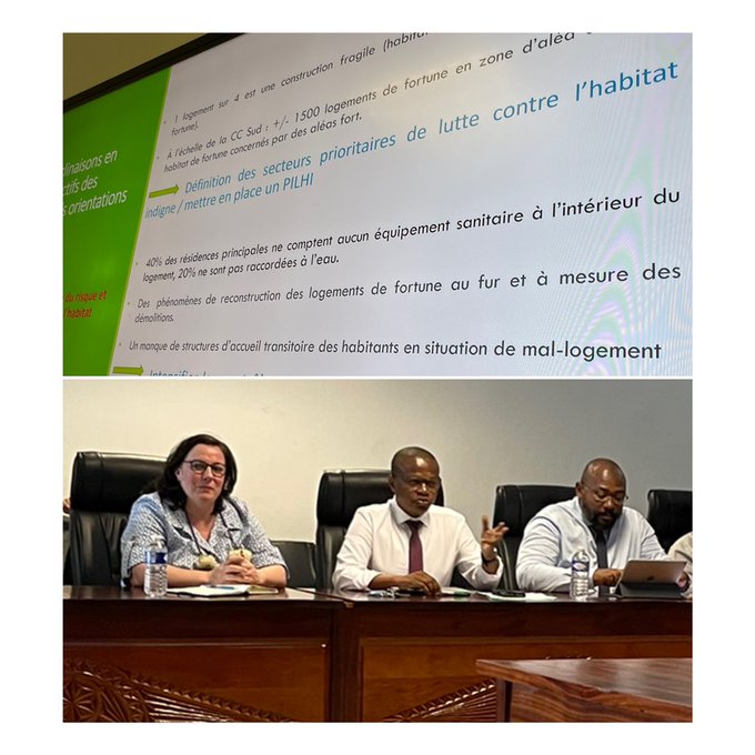 UnionHlm's tweet photo. Un temps de travail qui est l’occasion pour @emmacosse de saluer la mise en œuvre d’un PILHI à la #CCSud de #Mayotte… dispositif intercommunal de résorption de l’habitat insalubre rendu possible par la loi #Letchimy @SergeLetchimy https://t.co/6C0N5lzxeQ