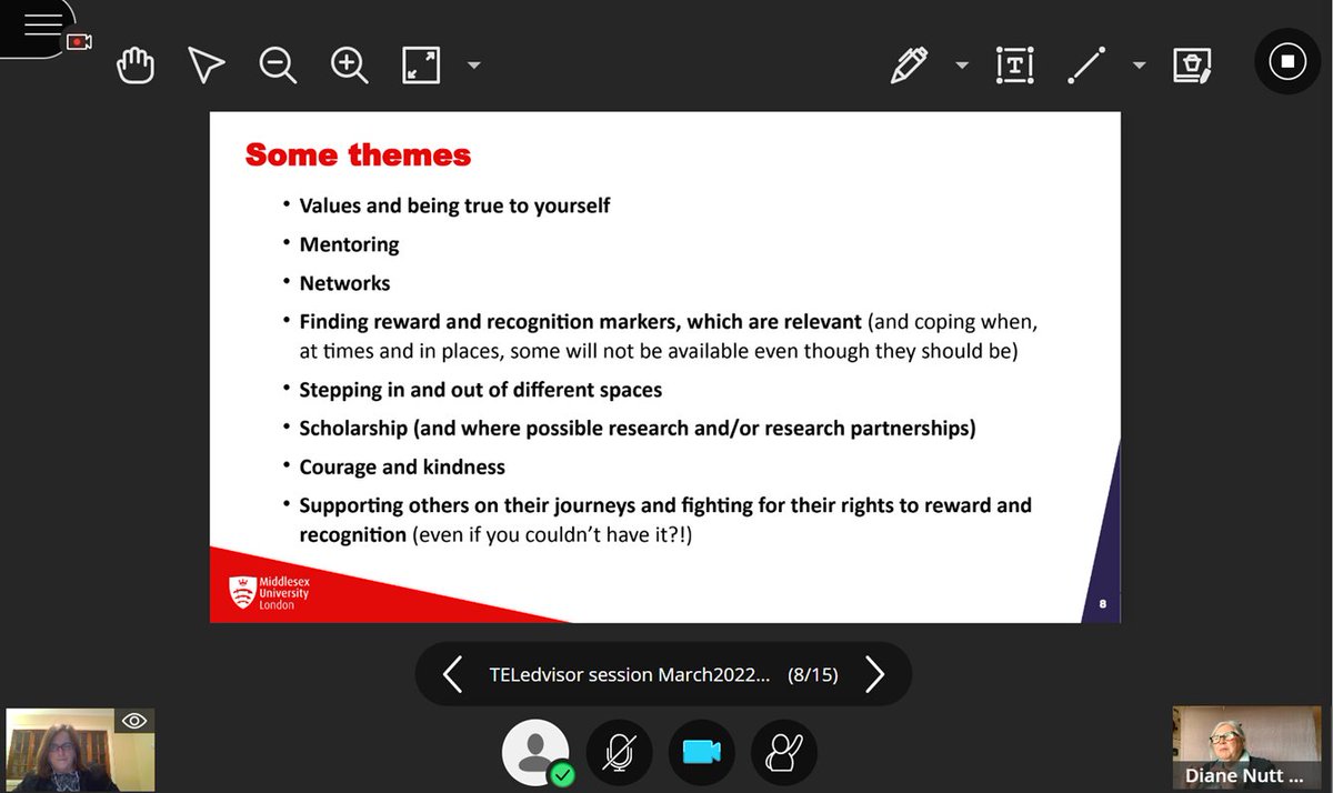 Sally Kift (@kiftsally) on Twitter photo Webinar <a href="/ascilite/">ASCILITE</a> <a href="/TELedvisors/">TEL edvisors</a> <a href="/gamerlearner/">Colin Simpson</a>
Careers in Third Space: Themes
@dixxyD
🚀Find reward & recognition markers that are meaningful for you
🚀Courage & kindness
🚀How are you supporting others? 👍
'The future is there for others'
Challenges?
What works?
<a href="/emilythemac/">Em McIntosh</a> Webinar <a href="/ascilite/">ASCILITE</a> <a href="/TELedvisors/">TEL edvisors</a> <a href="/gamerlearner/">Colin Simpson</a>
Careers in Third Space: Themes
@dixxyD
🚀Find reward & recognition markers that are meaningful for you
🚀Courage & kindness
🚀How are you supporting others? 👍
'The future is there for others'
Challenges?
What works?
<a href="/emilythemac/">Em McIntosh</a>