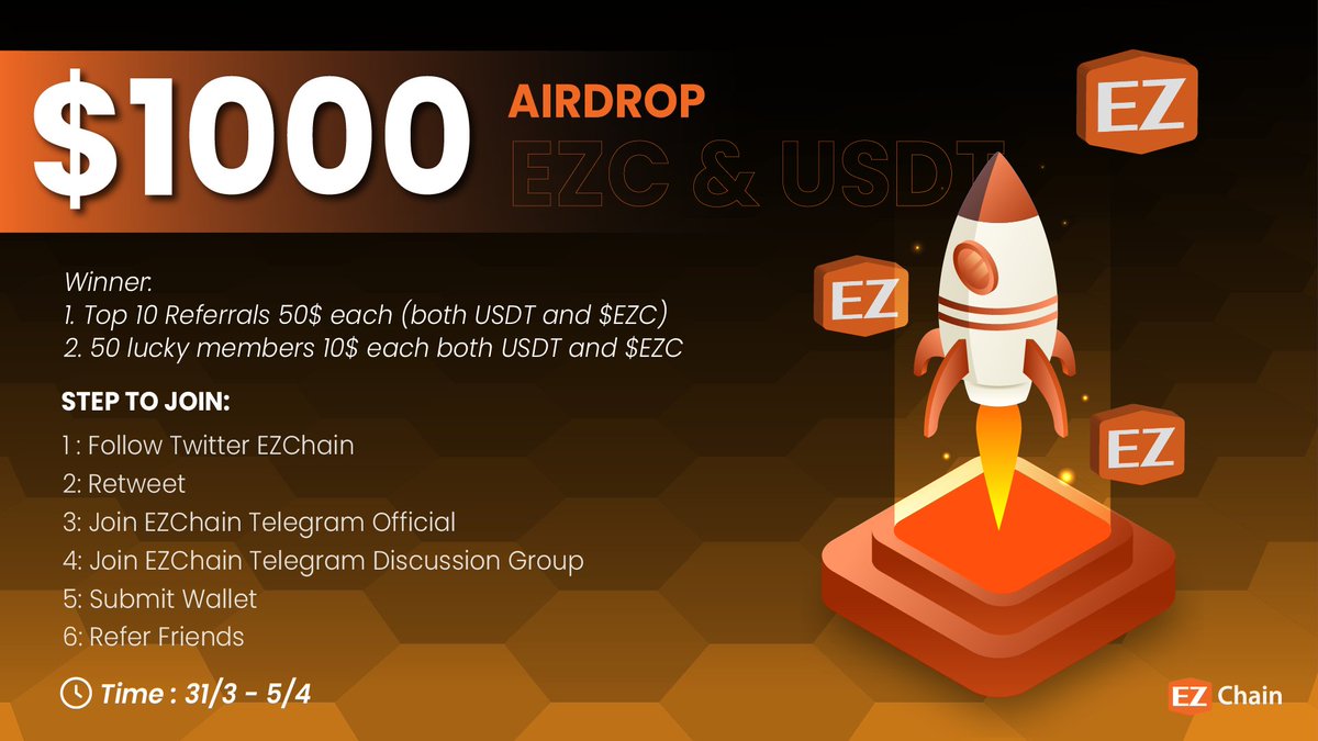 XyrosVelthorne's tweet image. 🎉Airdrop: Congratulations 10.000 followers on our twitter.
🔥$1000 for participants🔥
👉How to join: gleam.io/competitions/q…
1. Follow Twitter.
2. Retweet &amp;amp; Like❤️, tag friends.
3. Join Telegram Channel + Group.

#EZChain #airdrop #giveaway $EZC #Layer1