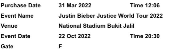 Shuyeee's tweet photo. It’s on 💜🥳🍾 #JusticeTourMalaysia @justinbieber https://t.co/5WuohqkcC7