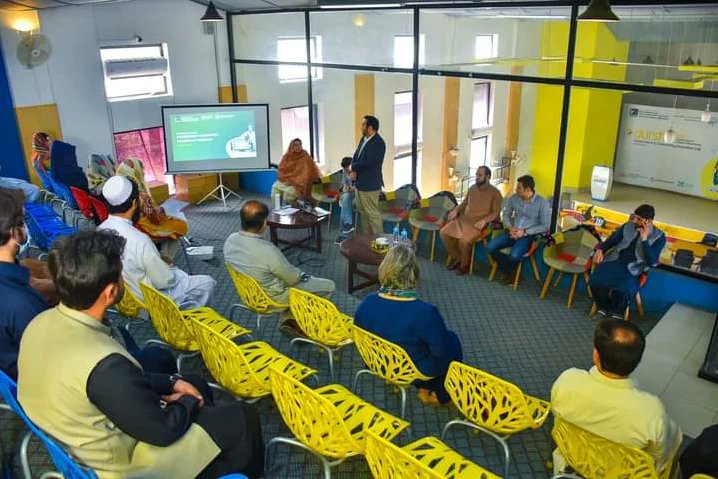 CodeforPakistan's tweet photo. We held the Demo Day for the 7th cycle KP Fellowship Program at Durshal, Peshawar, 

The fellows gave demos of the online solutions developed for our government partners. 

#kp #fellowship #7thCycle #Batch7  #informationtechnology #pakistan #innovation #civictech https://t.co/ENRlV7kfDI