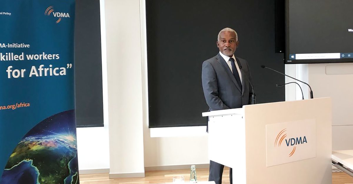 VDMAonline's tweet photo. High-ranked guests: VDMA welcomes ambassadors Masire-Mwamba #Botswana and @YusufTuggar #Nigeria to talk about the successful VDMA Initiative #SkilledWorkers for #Africa. https://t.co/2jCN5ZOqhB @NigeriaBerlin @BotswanaGermany https://t.co/AQjVQFw3Kz