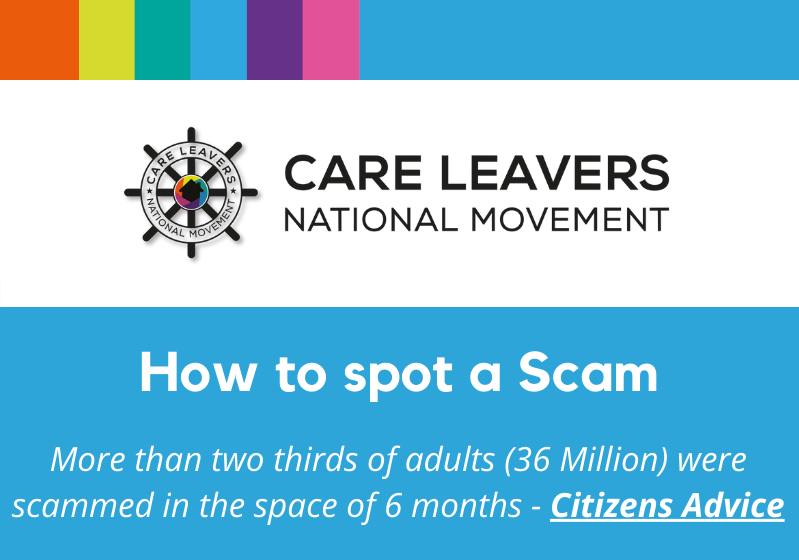 CLNMovement's tweet photo. Many of us will have been or will be affected by a scam, but how can you tell if something is a scam or if it is real........
Come read our info graphic around spotting a scam!
https://t.co/9z36eZIwpn
#CLNM #NHP #ResourceThursday #Careleaverscan https://t.co/z9mmtZ7X6a