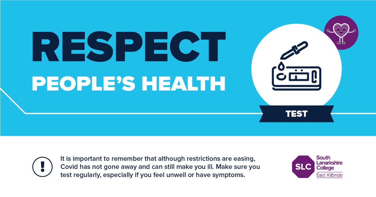 SLCek's tweet photo. Although restrictions are easing, it is important for everyone to feel safe on campus. Help ensure this for all those attending college by respecting their choices.
#BeSLCek #SouthLanarkshireCollege #YourCollegeYourWay #EastKilbride #ChooseCollege #ChooseSLC https://t.co/dvMnw4qlv8