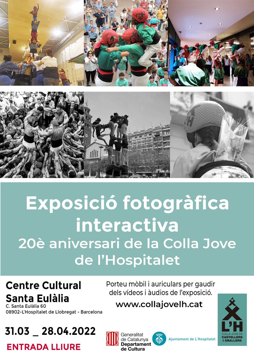 CollaJoveLH's tweet photo. Podreu tornar a gaudir l'exposició fotogràfica interactiva de @CollaJoveLH a partir
🕛 Avui 31 de març a les 18 hores 
fins el 28 d'abril #entradalliure
📍#centreculturalsantaeulalia
#LHospitalet #lh #forçacastellera #mesquecastells #fempinya #castells #santaEulalia https://t.co/kFxWDPFhGA