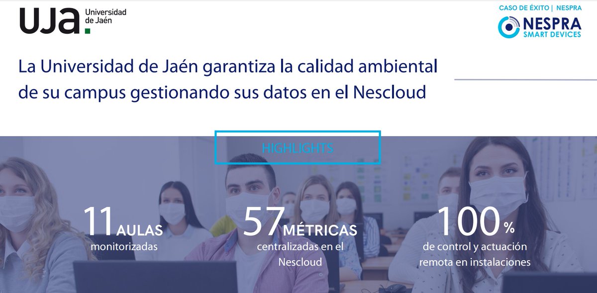Gracias a <a href="/Nespra_Devices/">Nespra</a>  la <a href="/ujaen/">Universidad de Jaén</a> ha simplificado el tratamiento de la información de los distintos dispositivos que tiene instalados y dispone de parámetros importantes para aplicar medidas anticovid en espacios con un elevado número de usuarios. bit.ly/3wOOAGv