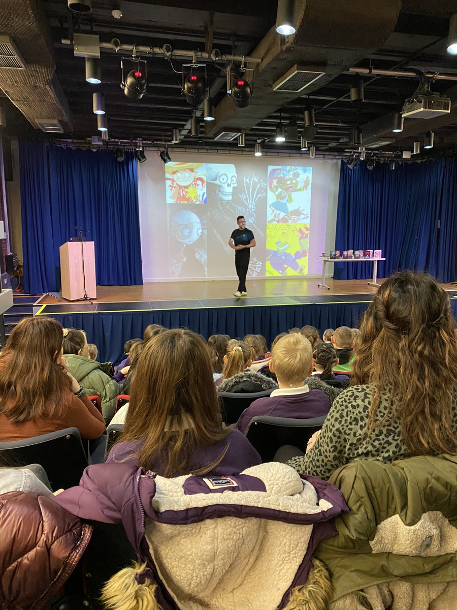 MissEBacon's tweet photo. Year 4 and 5 have arrived at Mansfield Library ready to listen to the author @GuyBassBooks @MansfieldGAT #mansfieldlibrary 📚 https://t.co/QZInSLcy94
