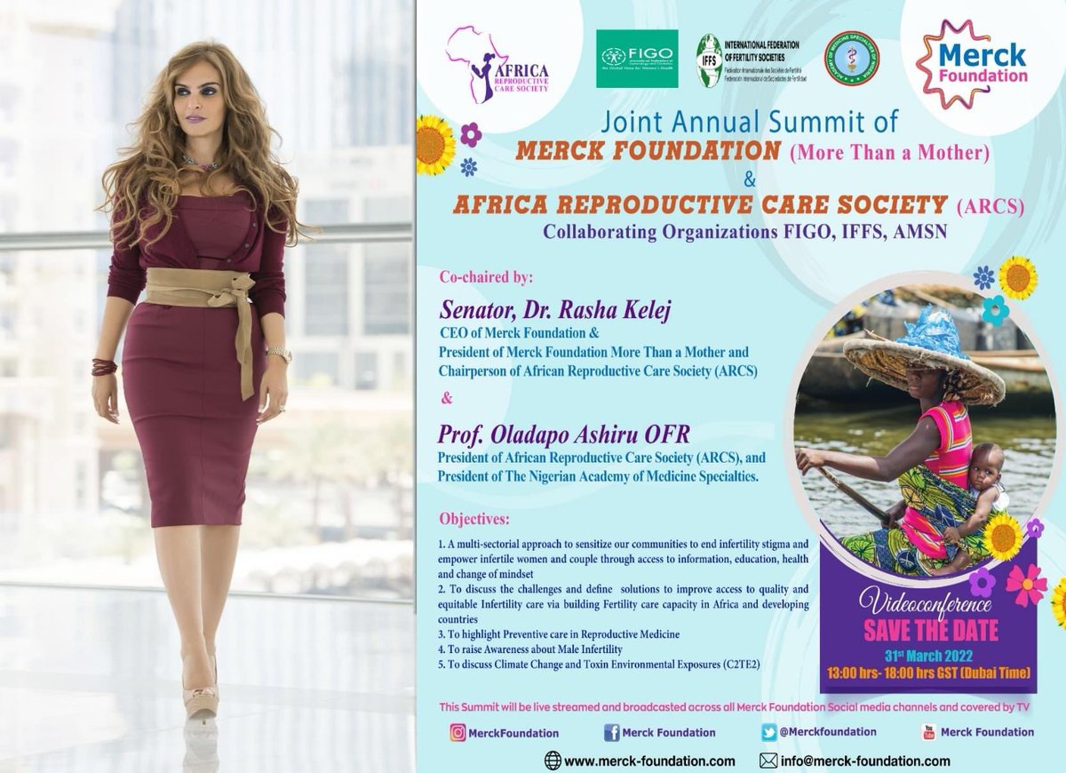 Merck_MCCP's tweet photo. “I welcome you all to the Joint Annual Summit of Merck Foundation (More Than a Mother) &amp; Africa Reproductive Care Society (ARCS), collaborating with FIGO, IFFS &amp; AMSN.

Stay tuned we will be live soon.”

Senator Dr. Rasha Kelej
CEO of Merck Foundation https://t.co/Zi27pSIh4z
