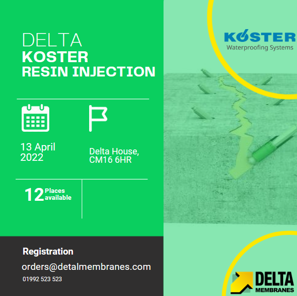 DeltaMembranes's tweet photo. Less than 2 weeks to go until our Koster Resin Injection Training Course (we have a couple of places available).

To book your place - email orders@deltamembranes.com or call our friendly office team for further information on 01992 523 523.

#resininjection https://t.co/XVH6cqVld5