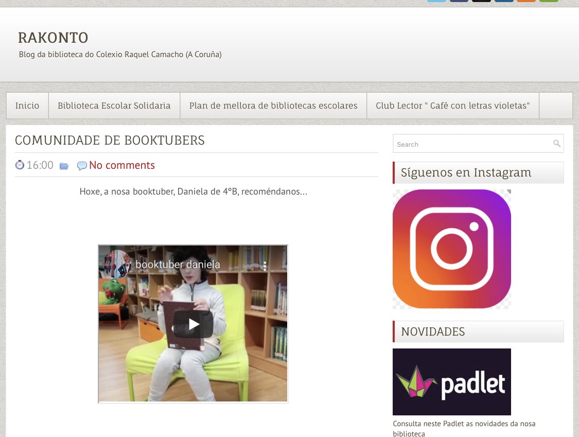 CEIP_R_Camacho's tweet photo. Esta semana na Nosa comunidade de booktubers, Daniela!

https://t.co/GIwGKq9xtM. @bescolaresgal https://t.co/p8S3GWO7mM