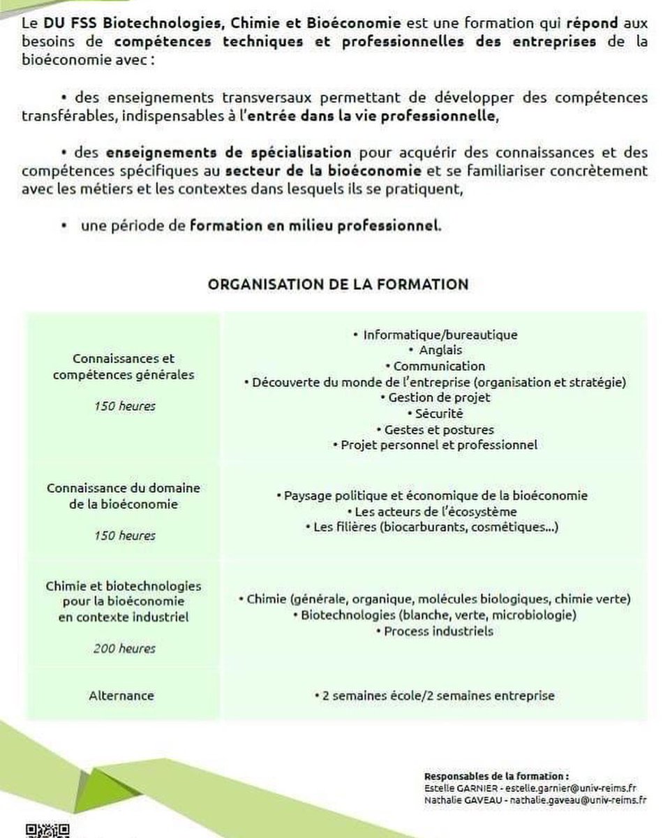 CmqBioeco's tweet photo. C'est le moment de finaliser votre dossier sur #Parcoursup
👉Retrouvez vite le #DUFSS, #Biotechnologie, #Chimie, et #Bioeconomie proposé par le #CMQ
👉Plus d'info sur notre site Internet:  https://t.co/9uhHLeJPeY
#RegionGrandest
#UniversitedeReimsChampagneArdene https://t.co/F7wrujs17n