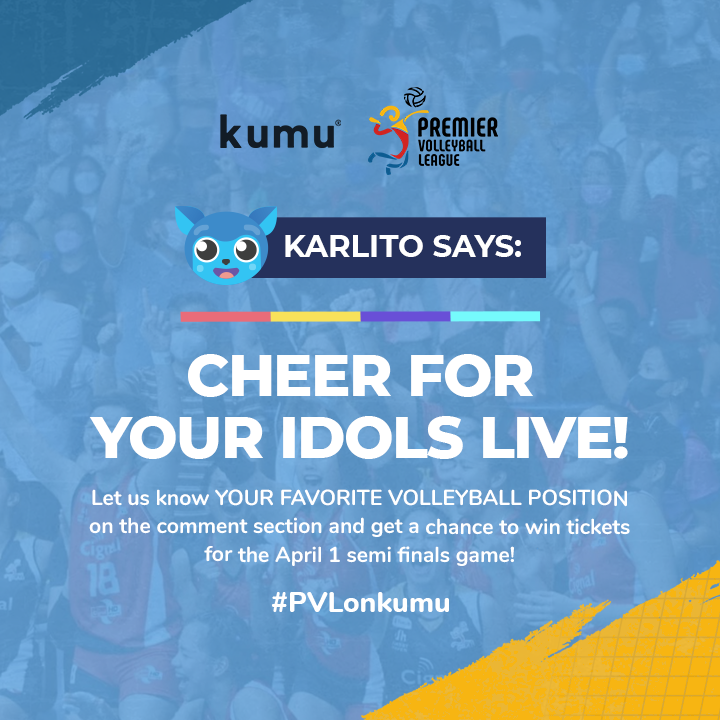 kumuPH's tweet photo. Another FREE PVL TICKETS for tom! Sagot ni kumu yan!

10 winners of 2 gen ad tix
5 winners of LB tix

1. Follow us (@kumuPH) on twitter
2. Answer the question below with your kumu username and the hashtag #PVLonkumu

Check your kumu inbox by 9pm to see if you won the challenge. https://t.co/xDhjB4SzXN