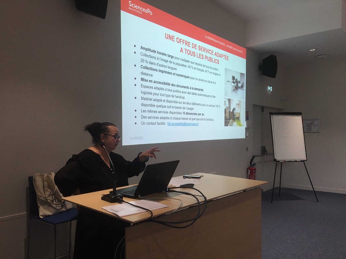 annemener's tweet photo. Samia Khelifi, référente Handicap de @ScPoBibli nous présente l’ensemble des actions mises en place pour un accueil inclusif en bibliothèque ET dans l’ensemble de l’institution #handicap #CongrèsAciege @audencia.
Un exemple à suivre pour nos écoles #CDEFM https://t.co/HHZon8EN2l