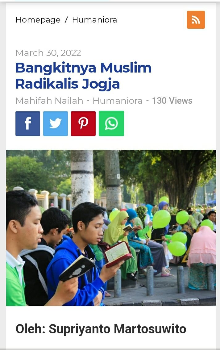 Jogya bkn kota ISLAM &amp; bkn kota agama!
Aksi mengaji di jln sbg tanda kebangkitan radikalisme &amp; kiblatnya pd kadrun jkt penyembah baliho😤
Jgn sampai Jogya kota budaya tercinta ini dirusak oleh kaum radikal!
Mohon perhatian pemprov DIY, jgn dianggap remeh🤔
Lawan RADIKALISME‼