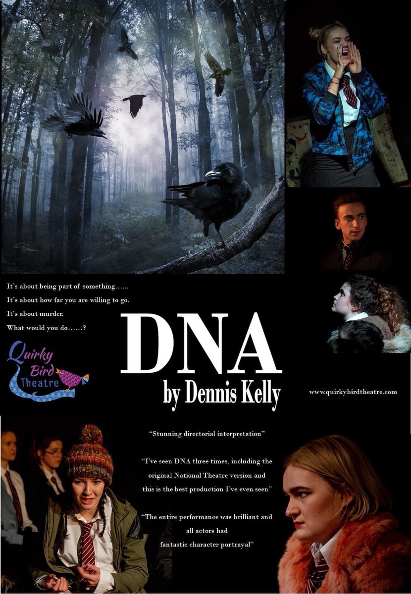 As part of the April leg of the tour <a href="/quirkybirdrocks/">QuirkyBirdTheatre</a> are taking DNA to the Merlin Theatre in Frome for two public performances (26th April.) Would love the support from anyone local! 
You can get your tickets here - merlintheatre.co.uk/whats-on/perfo….

#Actor #SouthWest #DNA #DennisKelly