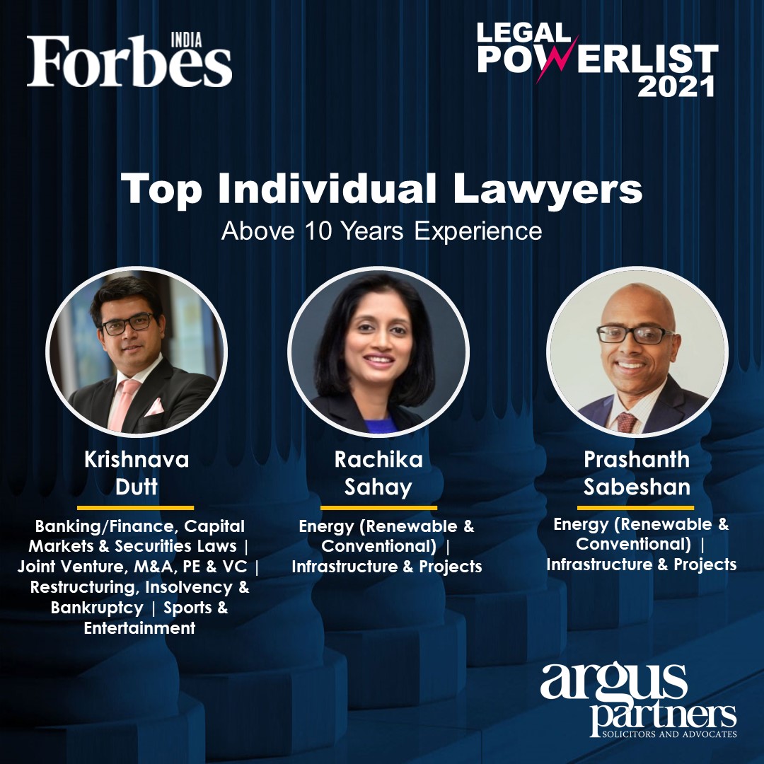 Argus_Partners's tweet photo. We are delighted to announce that @ForbesIndia has recognised our Managing Partner, @krishnavadutt and Partners, @RachikaAS and Prashanth Sabeshan as one of the 𝐓𝐨𝐩 𝟏𝟎𝟎 𝐈𝐧𝐝𝐢𝐯𝐢𝐝𝐮𝐚𝐥 𝐋𝐚𝐰𝐲𝐞𝐫𝐬 in India in its 𝐋𝐞𝐠𝐚𝐥 𝐏𝐨𝐰𝐞𝐫𝐥𝐢𝐬𝐭 𝟐𝟎𝟐𝟏.

#forbes https://t.co/wF6EevIzH1